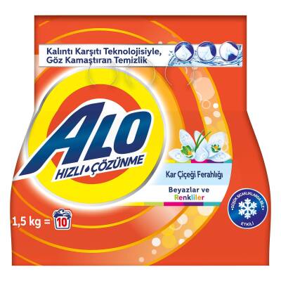 Alo 1,5 Kg Kar Çiçeği Ferahlğı Beyazlar Ve Renkliler Hızlı Çözülme Toz Deterjan - 4