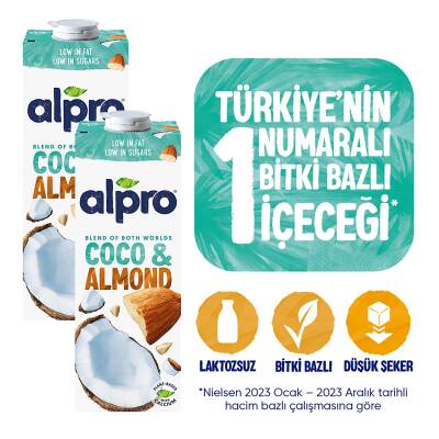 Alpro Hindistan Cevizi & Badem Sütü 2X1 Lt Avantajlı Paket - 1