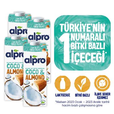 Alpro Hindistan Cevizi & Badem Sütü 4X1 Lt Mega Avantajlı Pa - 1