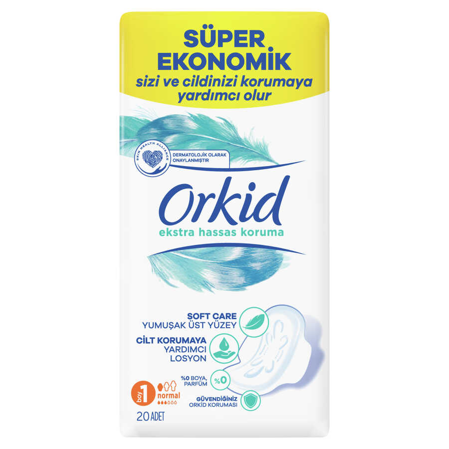 Orkid Extra Hassas Koruma Normal (Boy 1) Kanatlı Hijyenik Ped 20 Adet