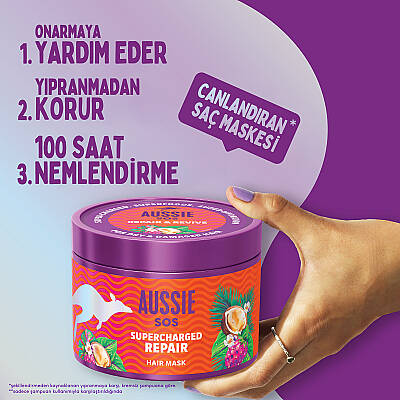 AUSSİE KURU VE YIPRANMIŞ SAÇLAR SAÇ MASKESİ 500ML - 3