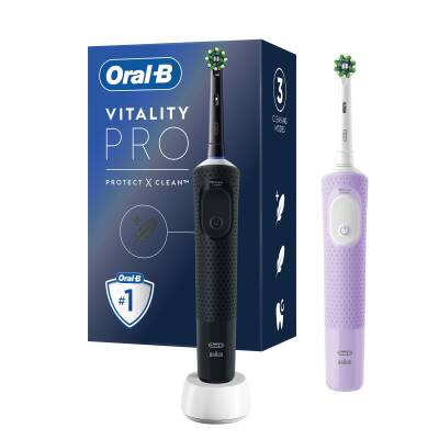 Oral-B Şarjlı/Elektrikli Diş Fırçası Vitality Pro 2'Li Siyah&Lila Avantaj Paketi - 1