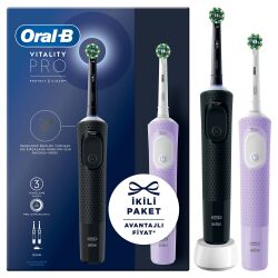 Oral-B Şarjlı/Elektrikli Diş Fırçası Vitality Pro 2'Li Siyah&Lila Avantaj Paketi - 2