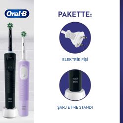 Oral-B Şarjlı/Elektrikli Diş Fırçası Vitality Pro 2'Li Siyah&Lila Avantaj Paketi - 3