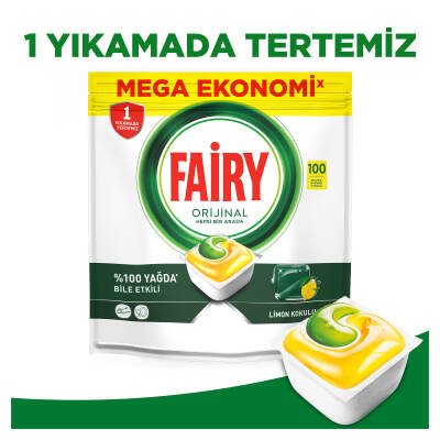 Fairy Hepsi Bir Arada Bulaşık Makinesi Deterjanı Kapsülü/Tableti 100 Yıkama Limon Kokulu - 10