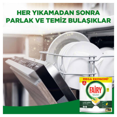 Fairy Hepsi Bir Arada Bulaşık Makinesi Deterjanı Kapsülü/Tableti 100 Yıkama Limon Kokulu - 12