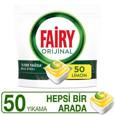 Fairy Hepsi Bir Arada Bulaşık Makinesi Deterjanı Kapsülü/Tableti 50 Yıkama Limon Kokulu - 2