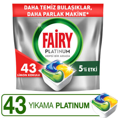 Fairy Platinum Bulaşık Makinesi Deterjanı Kapsülü/Tableti 43 Yıkama Limon Kokulu - 2