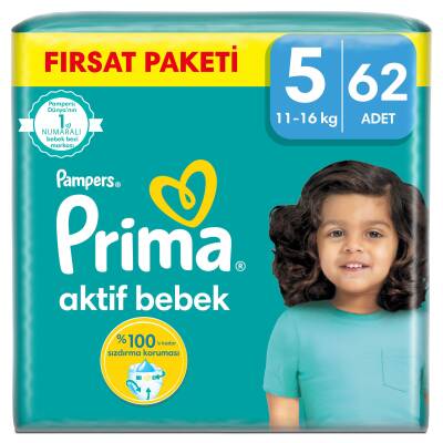 Prima Bebek Bezi Aktif Bebek 5 Beden 62 Adet Junior Mega Fırsat Paketi - 3