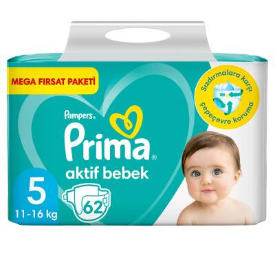Prima Bebek Bezi Aktif Bebek 5 Beden 62 Adet Junior Mega Fırsat Paketi - 4
