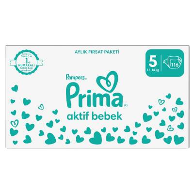Prima Aktif Bebek, Bebek Bezi 5 Numara, 116 Adet - 5