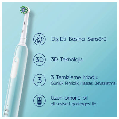 Oral-B Pro Series 1 Mavi Elektrikli Diş Fırçası, 1 Diş Fırçası Başlığı, 1 Seyahat Çantası, Braun Tasarımı - 2