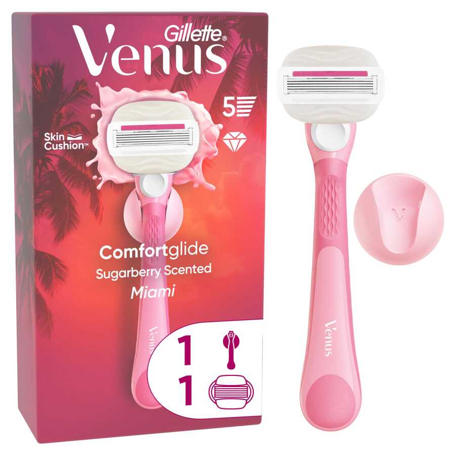 Gillette Venus ComfortGlide Sugarberry Kokulu Miami Kadın 5 Bıçaklı Tıraş Makinesi