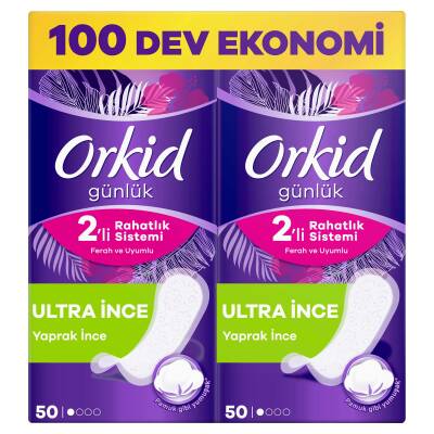 Orkid Yaprak Günlük Ped Normal Dev Ekonomik Paket 100 Ped - 2