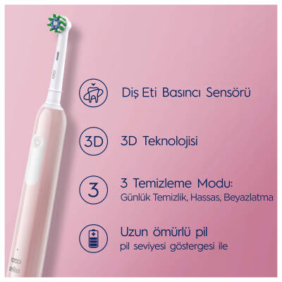 Oral-B Pro Series 1 Pembe Elektrikli Diş Fırçası, 1 Diş Fırçası Başlığı, Braun Tasarımı - 2