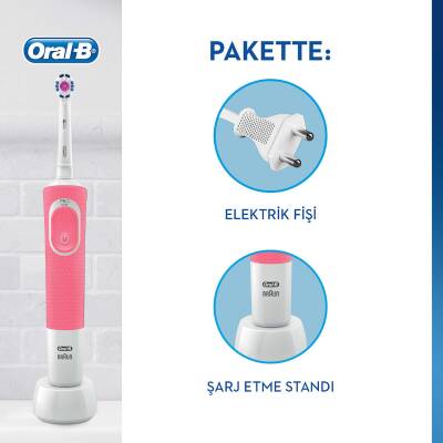 Oral-B D100 Şarj Edilebilir Diş Fırçası 3 Boyutlu Beyazlık Pembe - 2