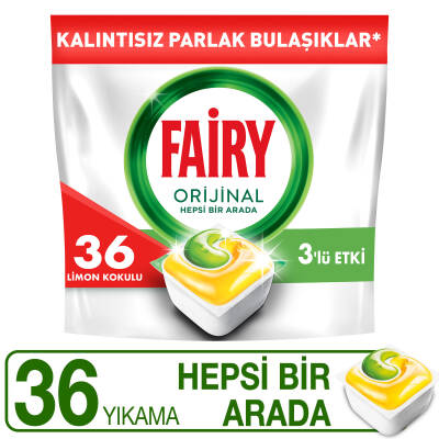 Fairy Hepsi Bir Arada Bulaşık Makinesi Deterjanı Kapsülü/Tableti 36 Yıkama Limon Kokulu - 1