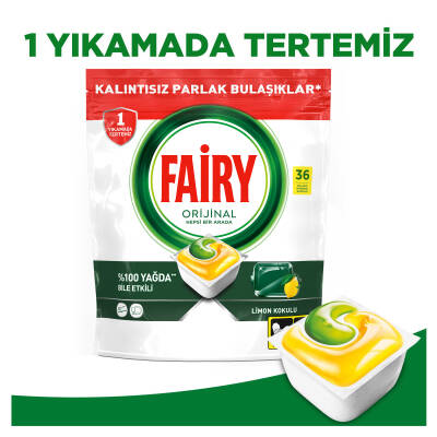 Fairy Hepsi Bir Arada Bulaşık Makinesi Deterjanı Kapsülü/Tableti 36 Yıkama Limon Kokulu - 5