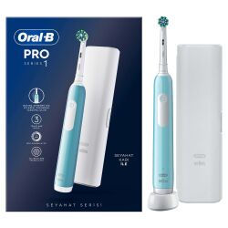 Oral-B Pro Series 1 Mavi Elektrikli Diş Fırçası, 1 Diş Fırçası Başlığı, 1 Seyahat Çantası, Braun Tasarımı - Oral-B