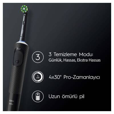 Oral-B Oral-B Vitality Pro Şarjlı Diş Fırçası Siyah Protect X Clean - 4