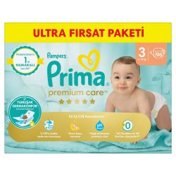 Prima Bebek Bezi Premium Care 3 Numara 96 Adet Ultra Fırsat Paketi - 3