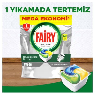 Fairy Platinum Bulaşık Makinesi Deterjanı Kapsülü/Tableti 60 Yıkama Limon Kokulu - 7
