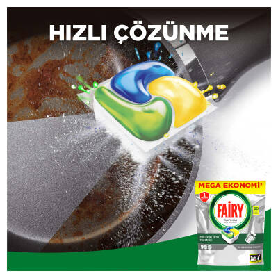 Fairy Platinum Bulaşık Makinesi Deterjanı Kapsülü/Tableti 60 Yıkama Limon Kokulu - 9