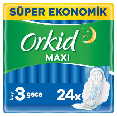 Orkid Maxi Hijyenik Ped Gece Süper Ekonomik Paket 24 Ped - 1