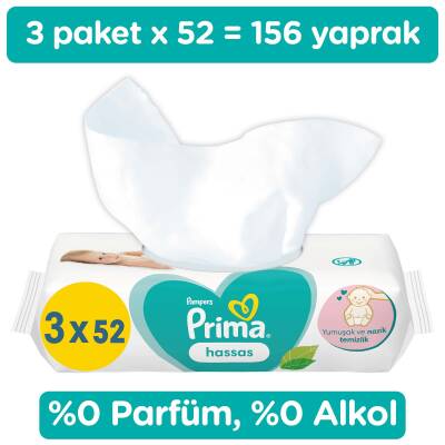 Prima Islak Havlu 3 Paket 156 Yapraklı Sensetive Islak Mendil - 2