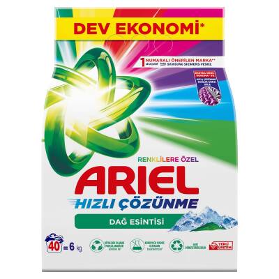 Ariel Dağ Esintisi Renklilere Özel 6 Kg Hızlı Çözünme Toz Çamaşır Deterjanı - 3