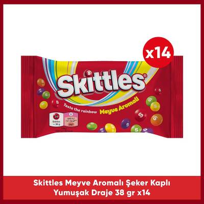 Skittles Meyve Aromalı Şeker Kaplı Yumuşak Draje 38 G x14 - 1
